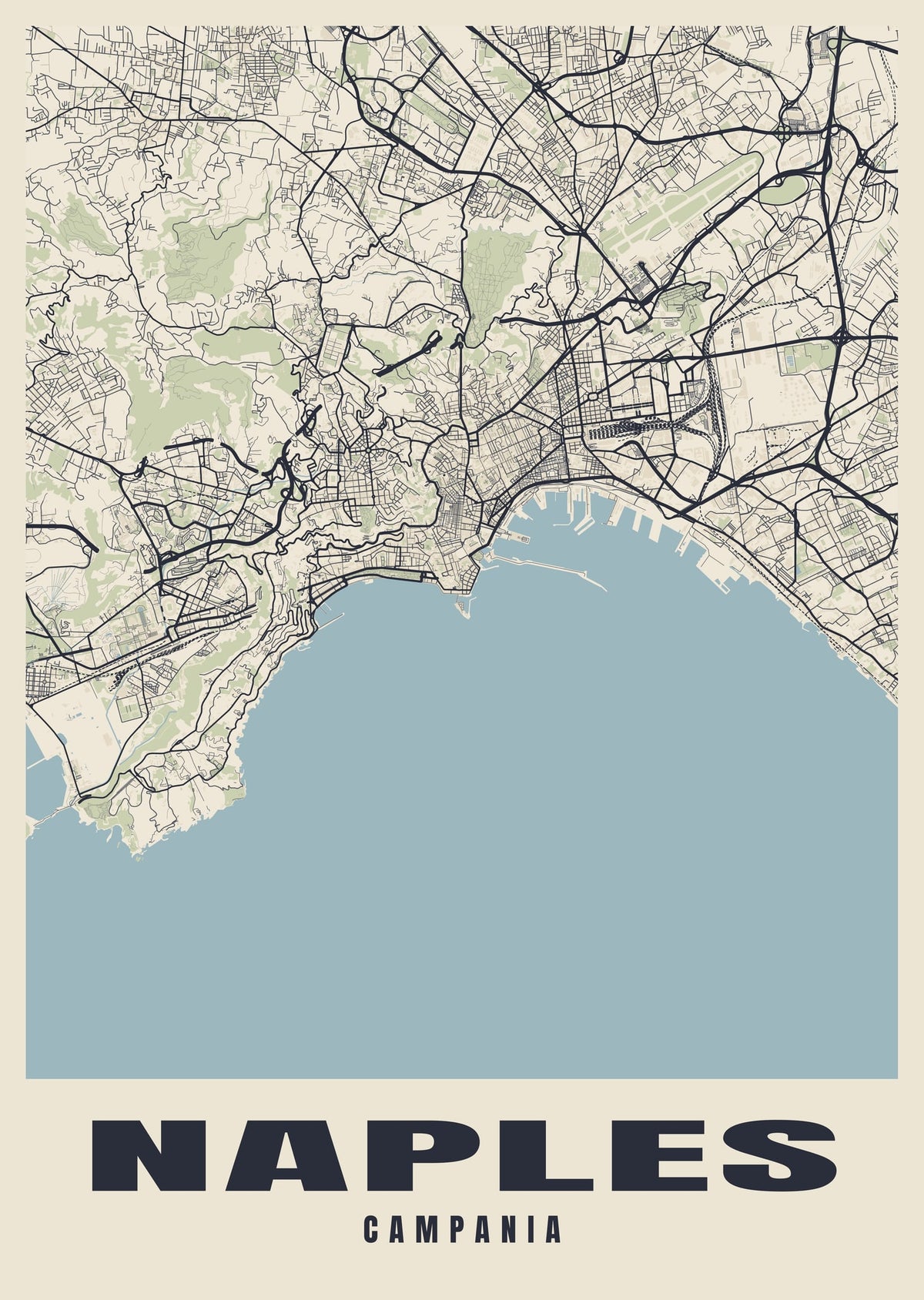 Street map poster of Naples, Campania