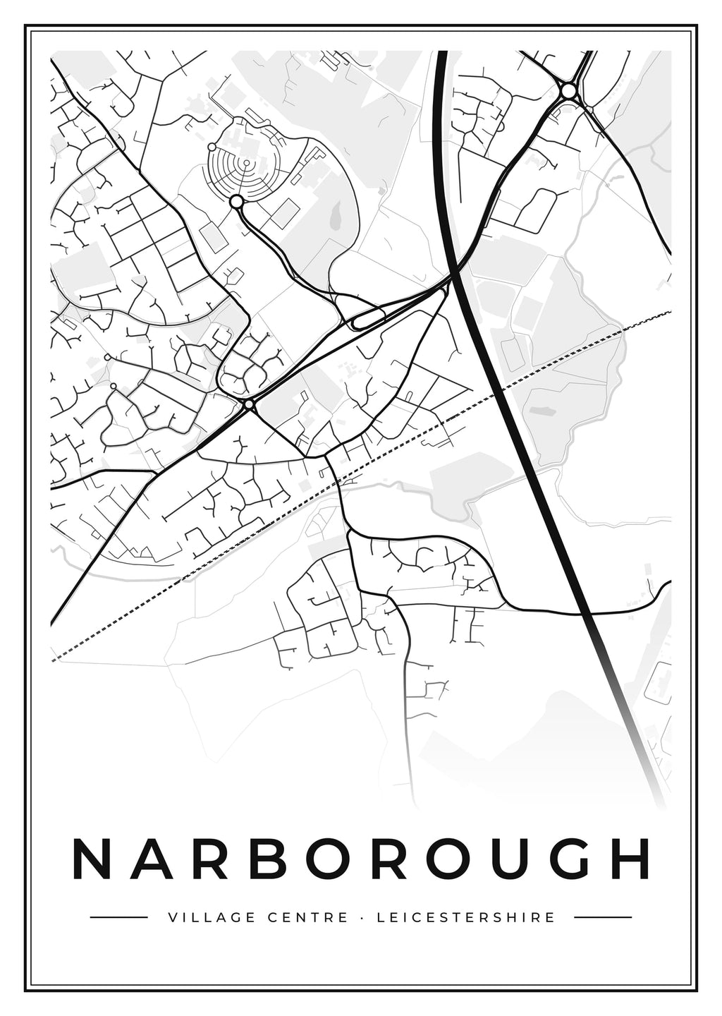 Street map poster of Narborough village centre, Leicestershire
