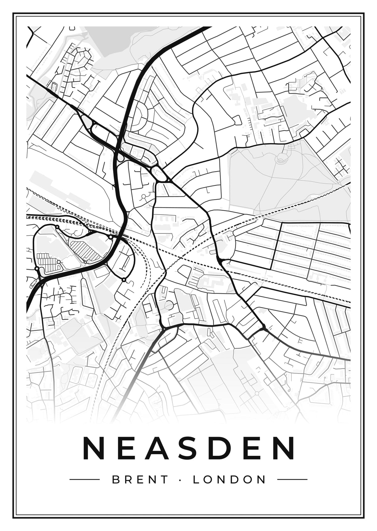 Street map poster of Neasden, Brent, London