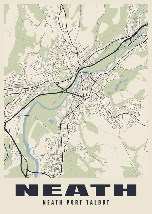 Neath Street Map Poster