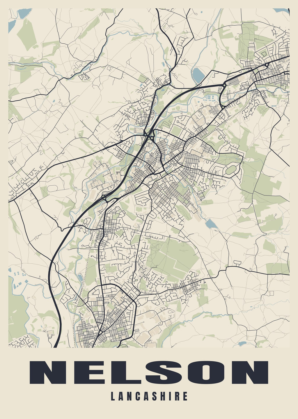 Street map poster of Nelson, Lancashire