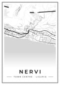 Street map poster of Nervi town centre, Liguria