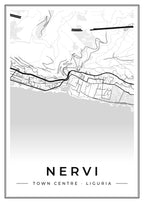Street map poster of Nervi town centre, Liguria