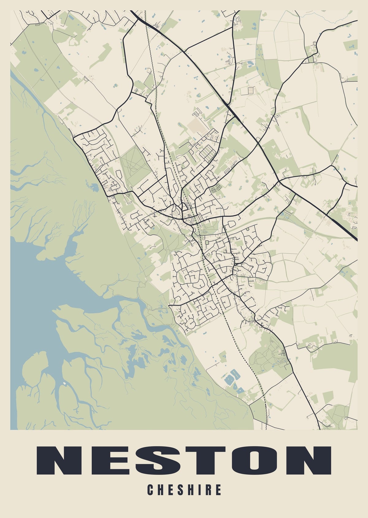 Street map poster of Neston, Cheshire