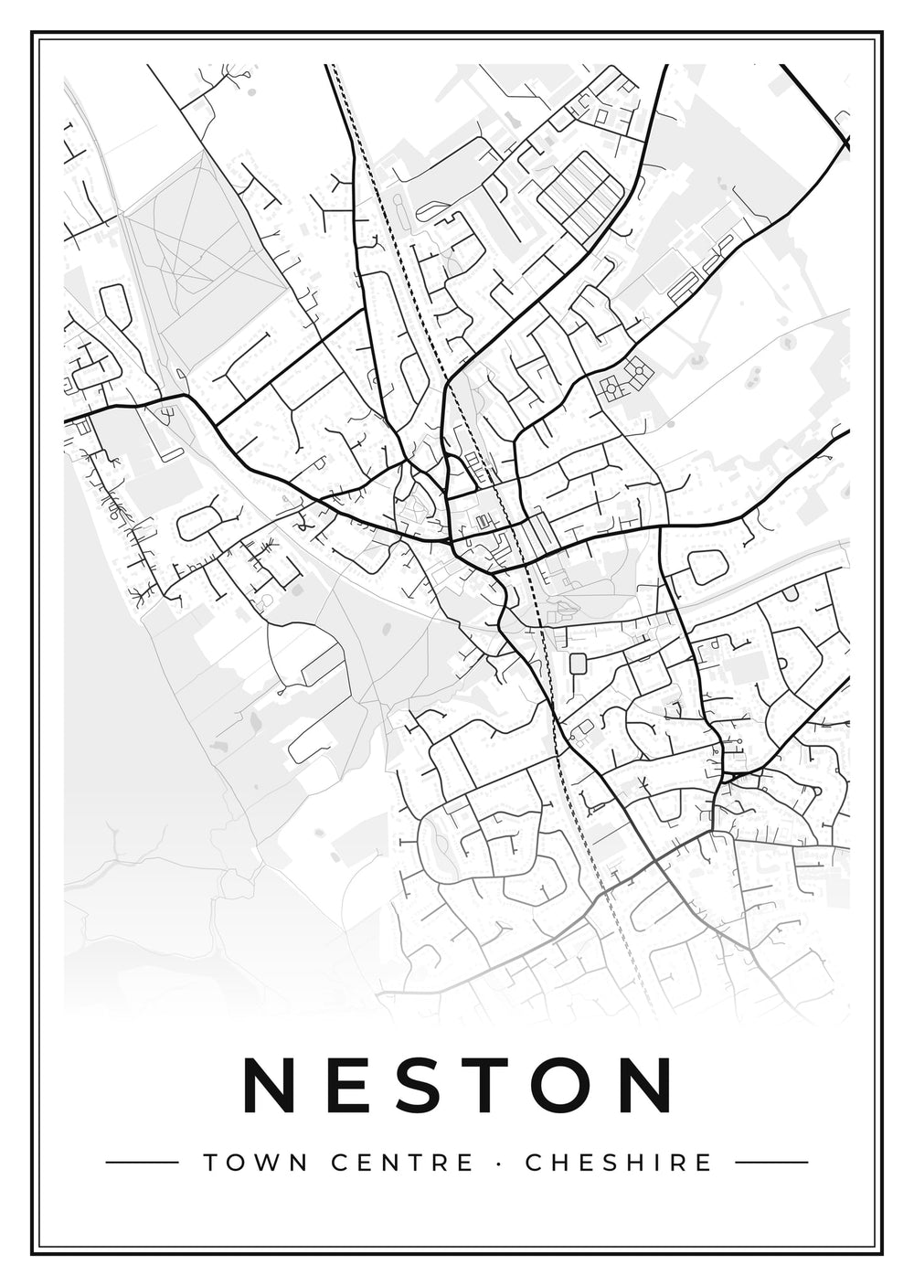 Neston Town Centre Street Map Poster