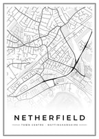 Street map poster of Netherfield town centre, Nottinghamshire