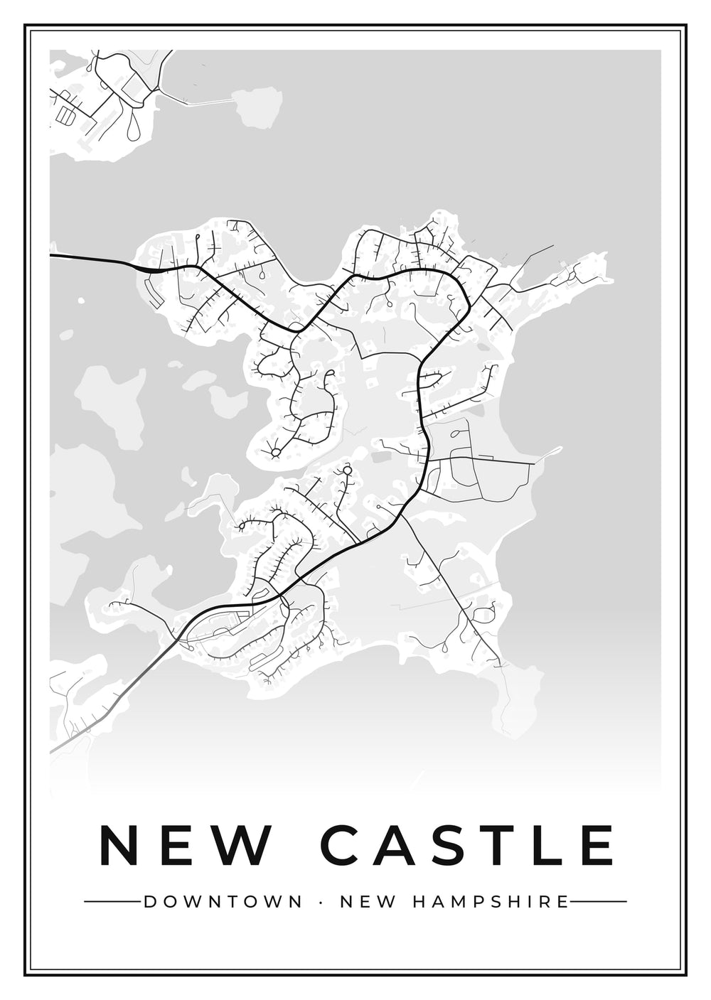 New Castle Downtown Street Map Poster