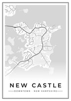 Street map poster of downtown New Castle, New Hampshire