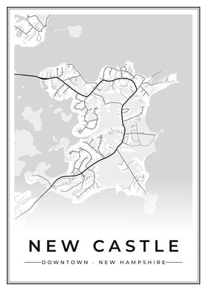 New Castle Downtown Street Map Poster