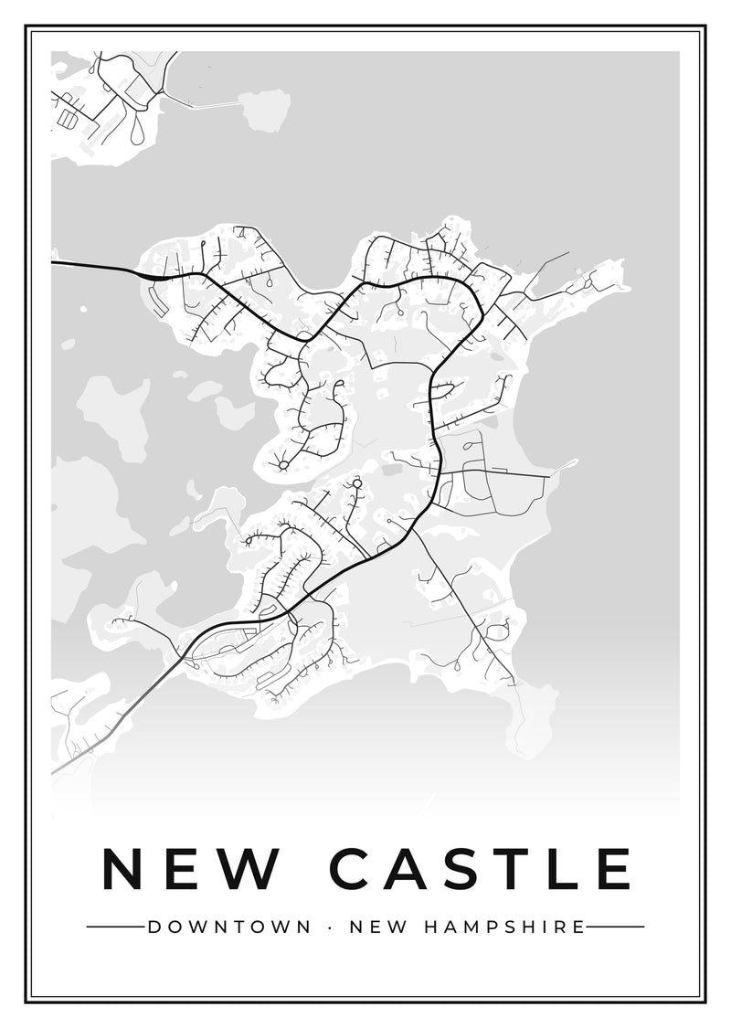New Castle Downtown Street Map Poster