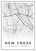 Street map poster of New Cross, Lewisham, London