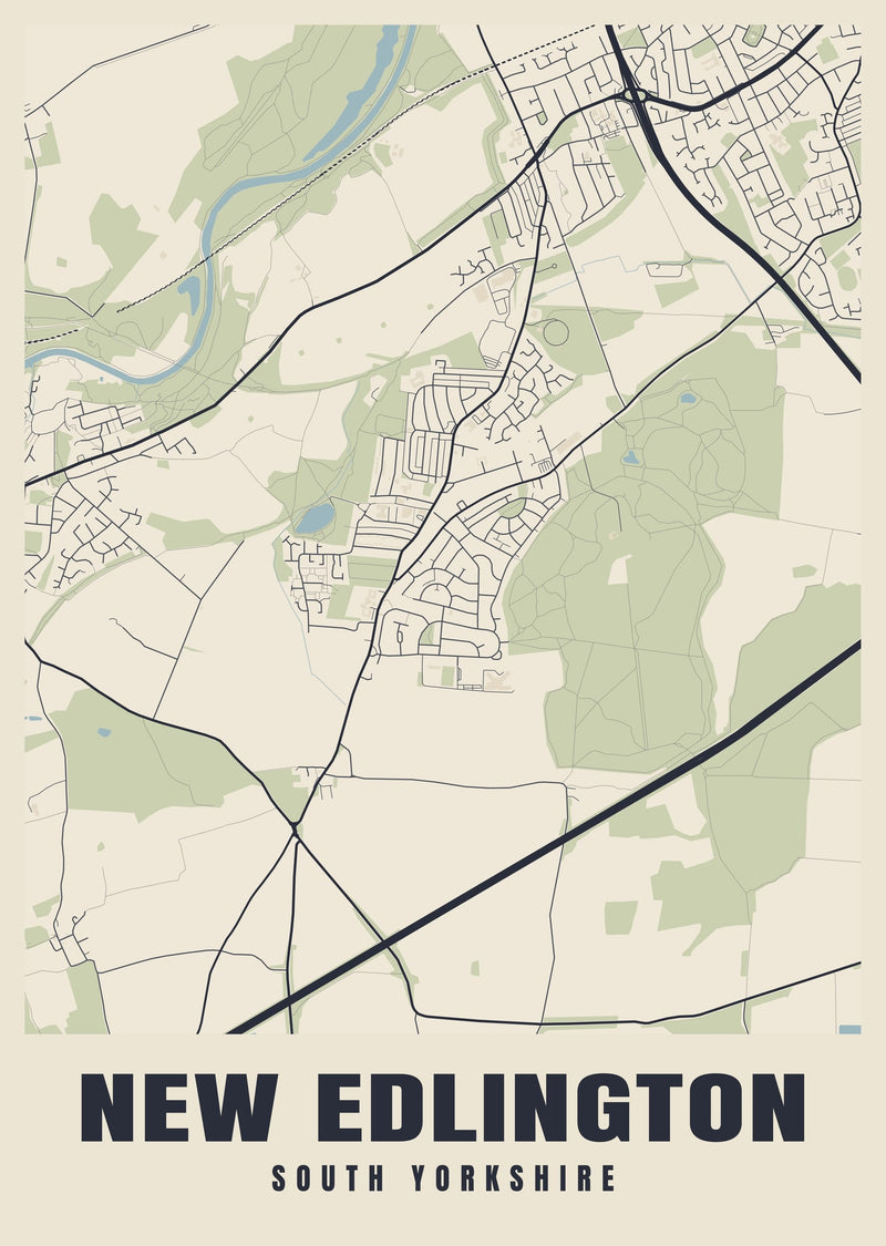 New Edlington Street Map Poster