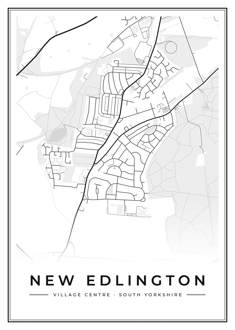 New Edlington Village Centre Street Map Poster