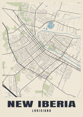 Street map poster of New Iberia, Louisiana