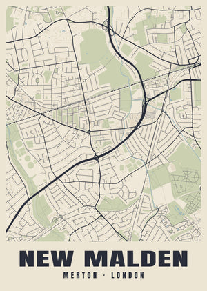 New Malden Heritage Street Map Poster