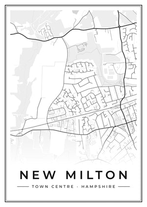New Milton Town Centre Street Map Poster