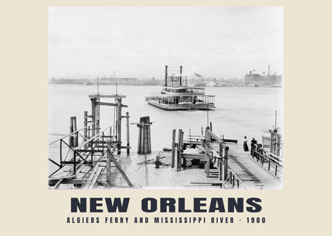 Algiers-veerboot en Mississippi, New Orleans — 1900 · Historische fotoprint