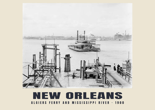 Algiers Ferry and Mississippi River, New Orleans, 1900 heritage photograph