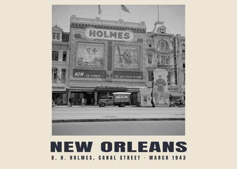 D. H. Holmes, Canal Street, New Orleans — maart 1943 · Historische fotoprint