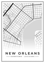Street map poster of downtown New Orleans, Louisiana