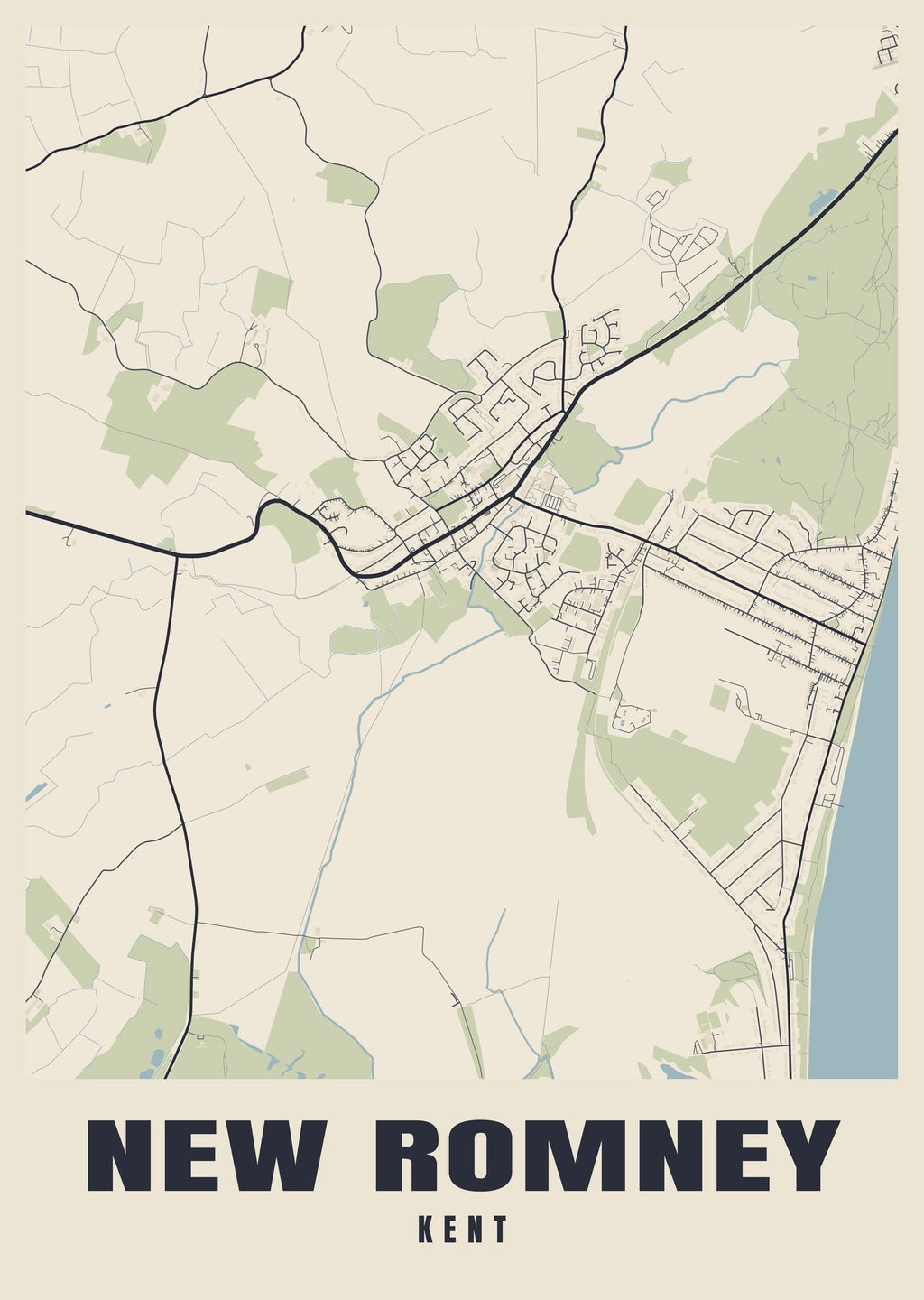Street map poster of New Romney, Kent
