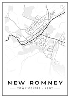 Street map poster of New Romney town centre, Kent