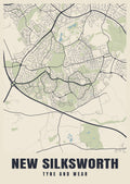 Street map poster of New Silksworth, Tyne and Wear