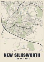 Street map poster of New Silksworth, Tyne and Wear