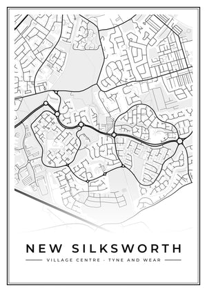 New Silksworth Village Centre Street Map Poster