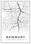 Street map poster of Newbury town centre, Berkshire