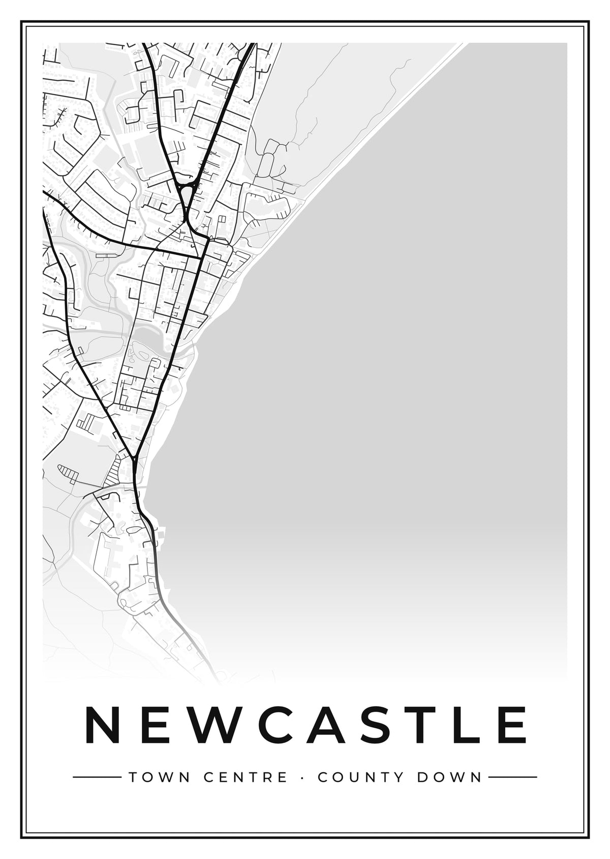 Street map poster of Newcastle town centre, County Down
