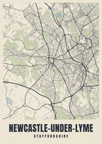 Street map poster of Newcastle-under-Lyme, Staffordshire