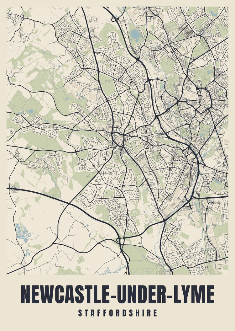 Newcastle-under-Lyme Street Map Poster