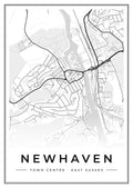 Street map poster of Newhaven town centre, East Sussex
