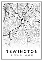 Street map poster of Newington, Southwark, London