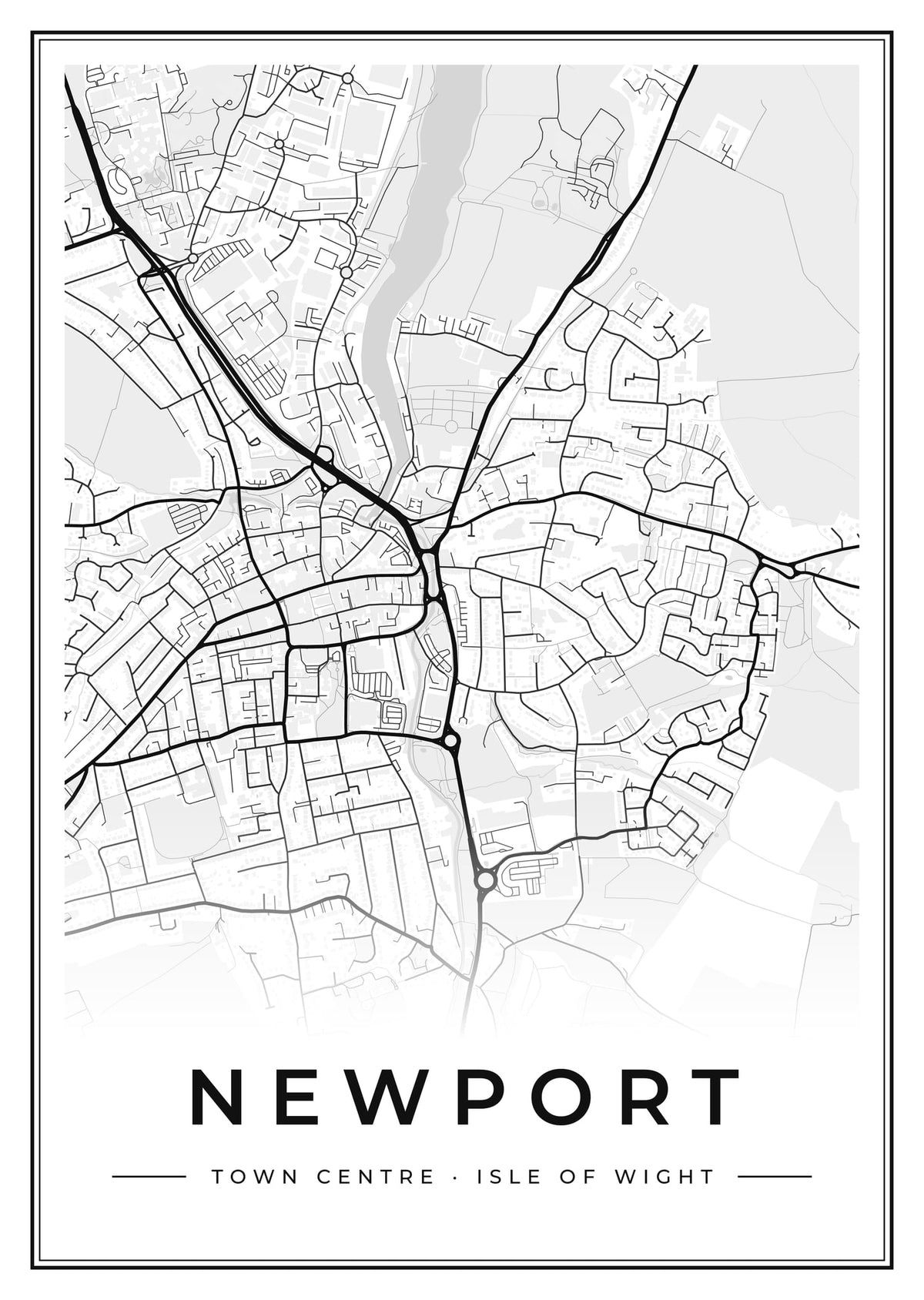 Street map poster of Newport town centre, Isle of Wight