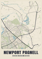 Street map poster of Newport Pagnell, Buckinghamshire