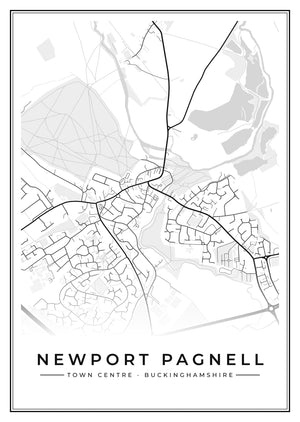 Newport Pagnell Town Centre Street Map Poster