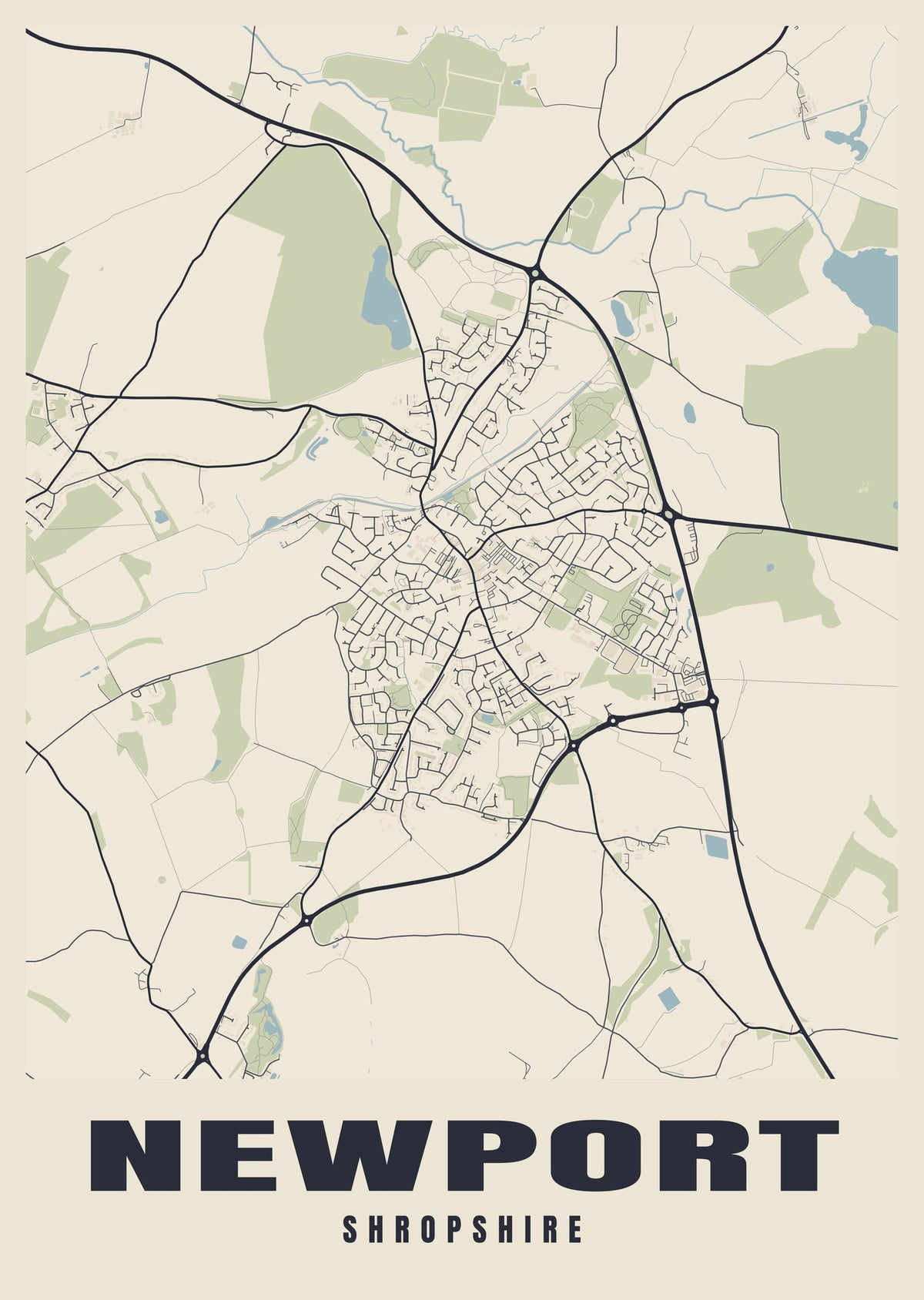 Street map poster of Newport, Shropshire