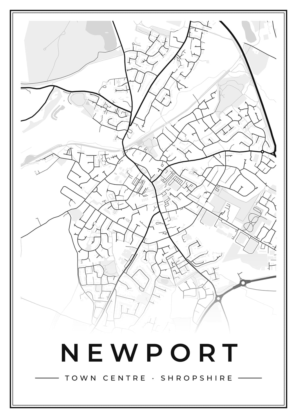 Street map poster of Newport town centre, Shropshire