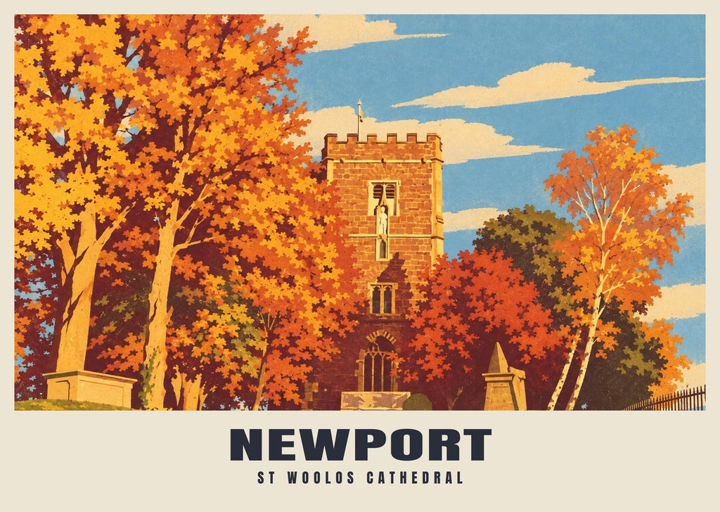 St Woolos Cathedral, Newport poster, Retro Railway style