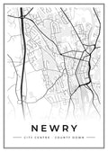 Street map poster of Newry city centre, County Down