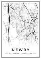 Street map poster of Newry city centre, County Down