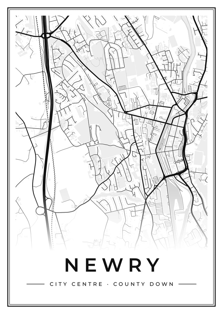 Newry City Centre Street Map Poster