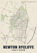 Street map poster of Newton Aycliffe, County Durham