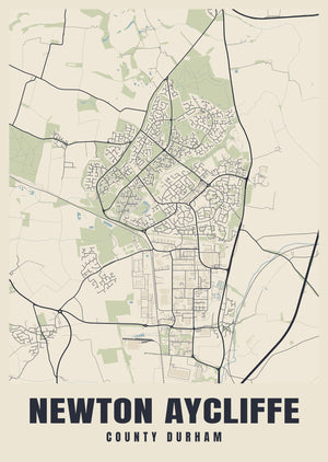 Newton Aycliffe Street Map Poster