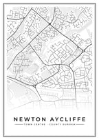 Street map poster of Newton Aycliffe town centre, County Durham