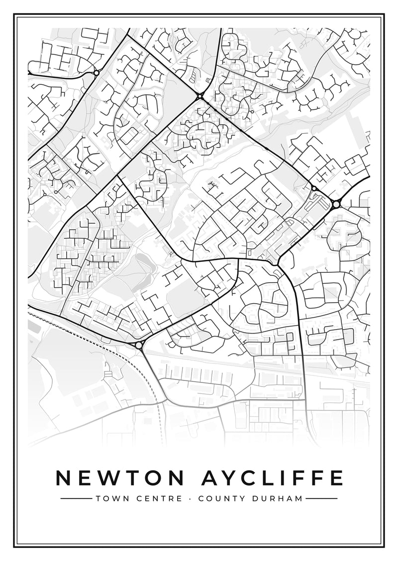 Newton Aycliffe Town Centre Street Map Poster