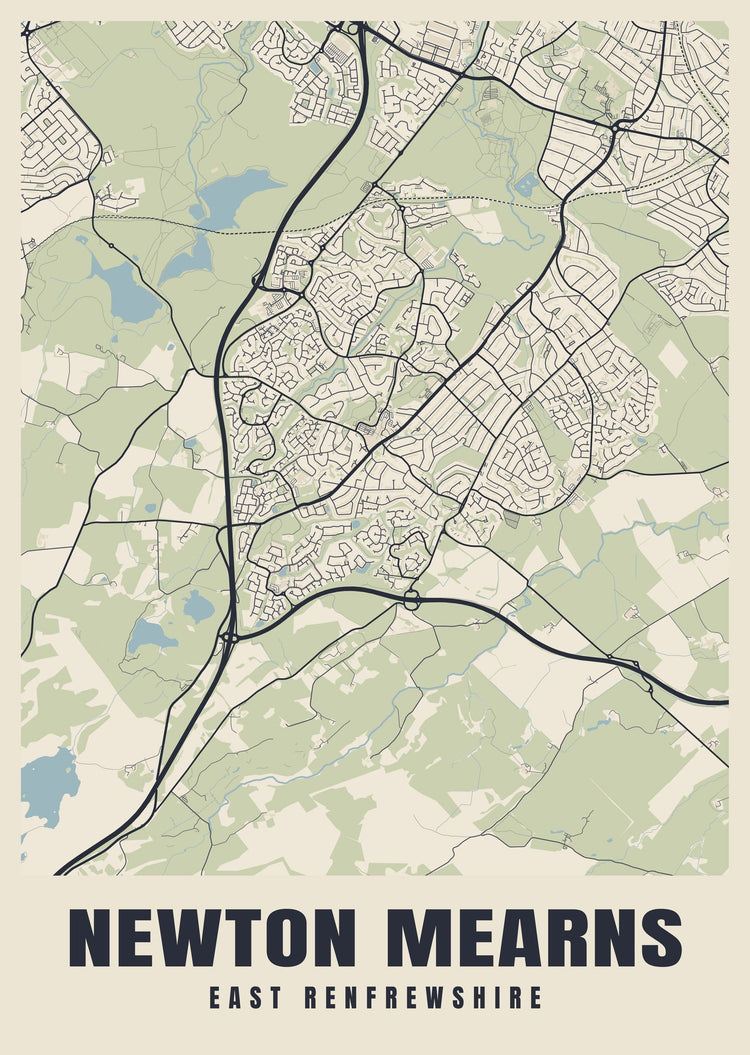 Newton Mearns Street Map Poster