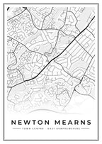 Street map poster of Newton Mearns town centre, East Renfrewshire